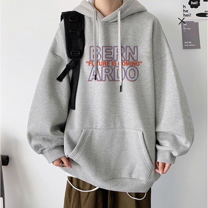 Áo hoodie unisex BERN ẢDO  form rộng 2 lớp mũ chất nỉ hotrend năm 2022 mặc siêu ấm - Đơn giản - Thời Thượng