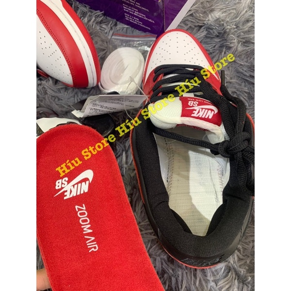 (Híu)Giầy Thể Thao Pro J-Pack Low Chicago Đen Đỏ|Da Thật|Đế Đệm Khí Khâu Gắn Chip