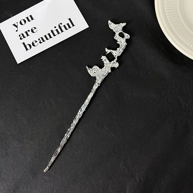 Kẹp Tóc Kim Loại Đính Đá Mặt Trăng Hình Bướm Phong Cách Trung Hoa
