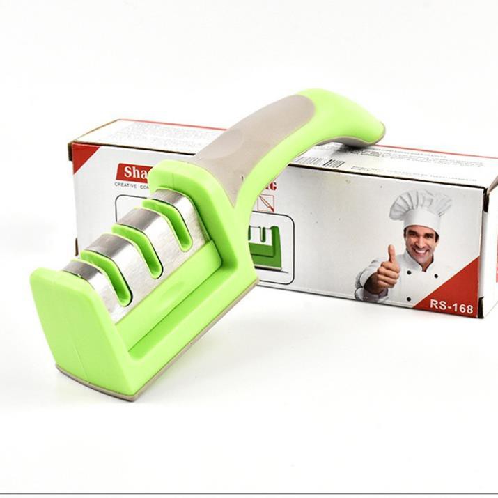 Dụng Cụ Mài Dao Kéo Cầm Tay 3 Rãnh Thông Minh, Mài Nhanh Bén, Tiện Dụng