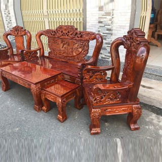 Bộ Salon Rồng Tay 10 và tay 12  gỗ Tràm 6 món.Bộ bàn ghế phòng khách bát tiên tay 12 và tay 10 gỗ tràm