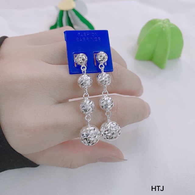 BÔNG TAI NỮ BẠC TA - BÔNG TAI QUẢ PHAY DÁNG DÀI