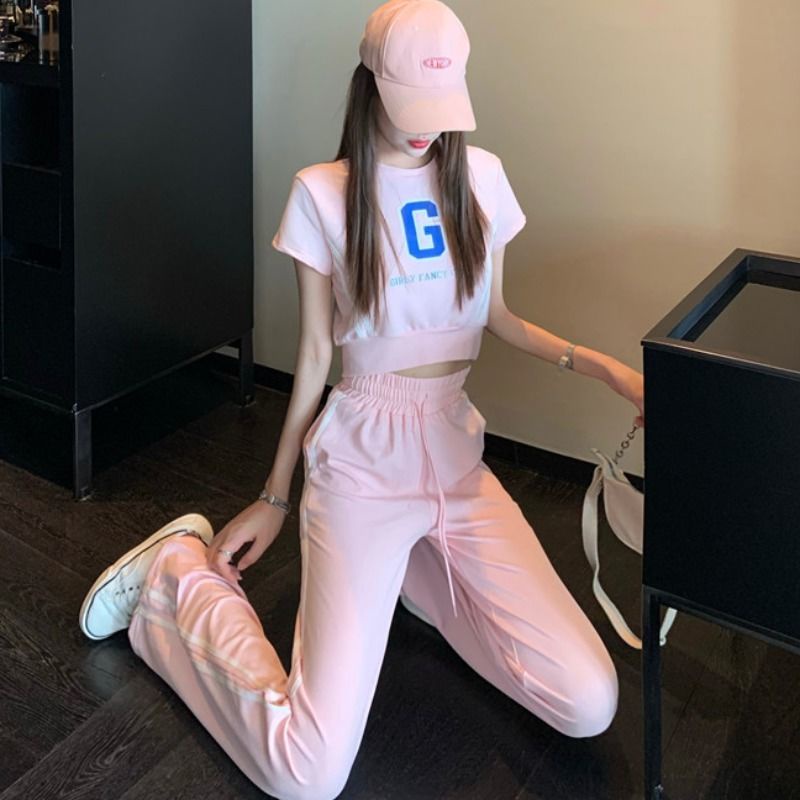 Áo thun ngắn tay và Quần dài ống rộng thời trang cho nữ