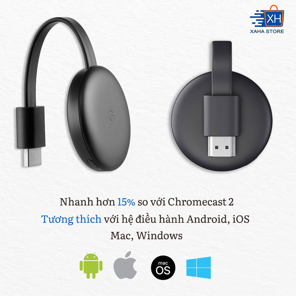 Thiết bị stream TV Google Chromecast 3 ⚡️ BH 12 Tháng ⚡️ Hàng chính hãng ⚡️ New 100%