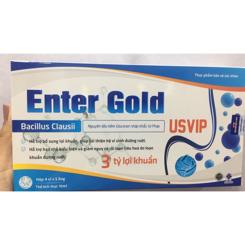 Men ống Enter Gold USVIP  Bổ sung lợi khuẩn, giúp cải thiện hệ vi sinh đường ruột hộp 20 ống