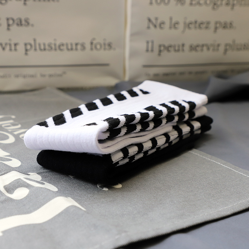 Tất Cotton Thể Thao Kẻ Sọc Phong Cách Hip-Hop