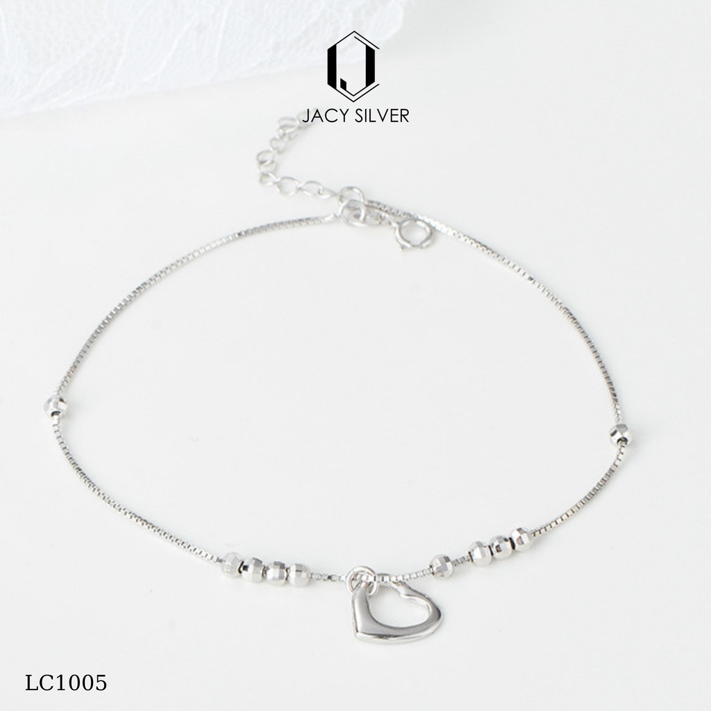 Lắc Chân Bạc 925 Hình Trái Tim, Vòng Chân Bạc Ý Cho Nữ Jacy Silver LC1005