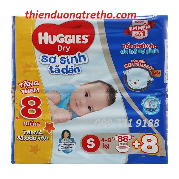 [Chính Hãng Giá Tốt Cộng] Tã Dán Huggies Size S 56+6 - S88+8 miếng Cho Bé 4 - 8kg