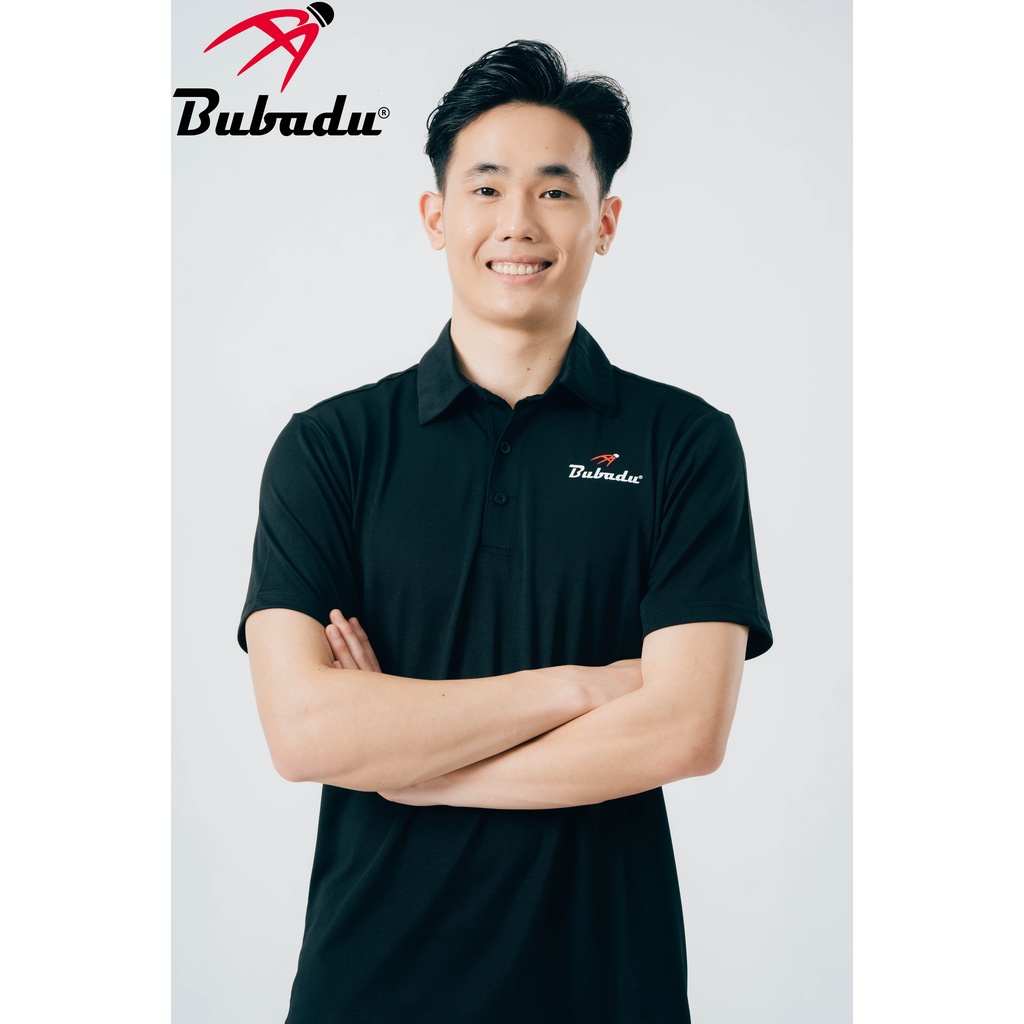 ÁO CẦU LÔNG POLO TRAINING MÀU ĐEN BUBADU CHÍNH HÃNG