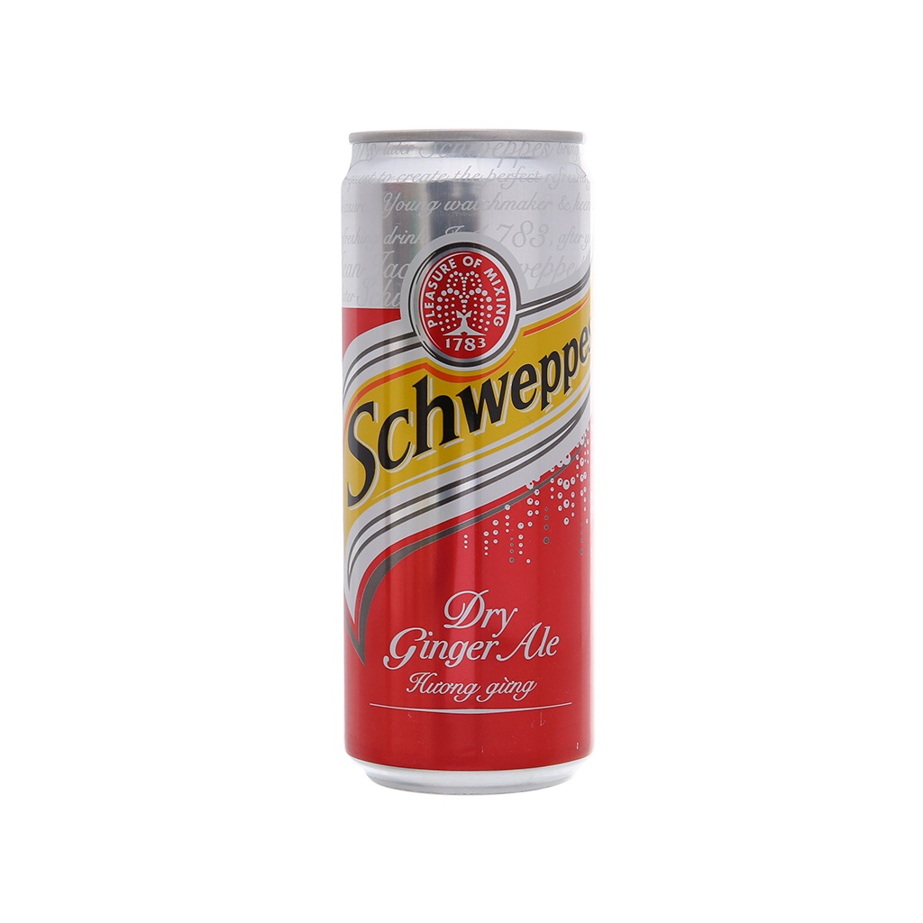 Thùng 24 lon Schweppes Dry Ginger Ale hương gừng 330ml - Đồ uống Soda pha chế chuyên nghiệp