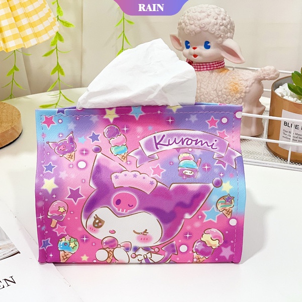 Hộp Đựng Khăn Giấy Bằng PU Họa Tiết Hoạt Hình Cinnamoroll Kuromi Melody Hello Kitty Trang Trí Phòng Khách Phòng Ngủ Nhà Bếp [Dur]