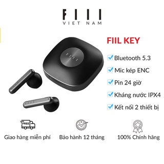 Tai nghe True Wireless FIIL Key - Bluetooth 5.3, Mic kép giảm ồn ENC, Pin 24 giờ, chống nước IPX4