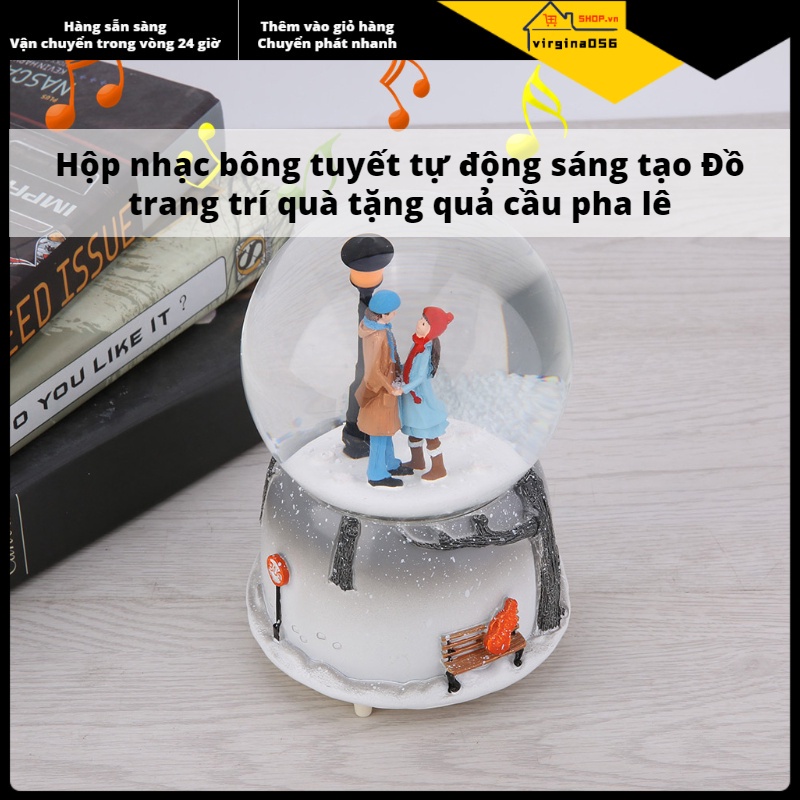 Hộp Nhạc Để Bàn Hình Quả Địa Cầu Tuyết Virgina056