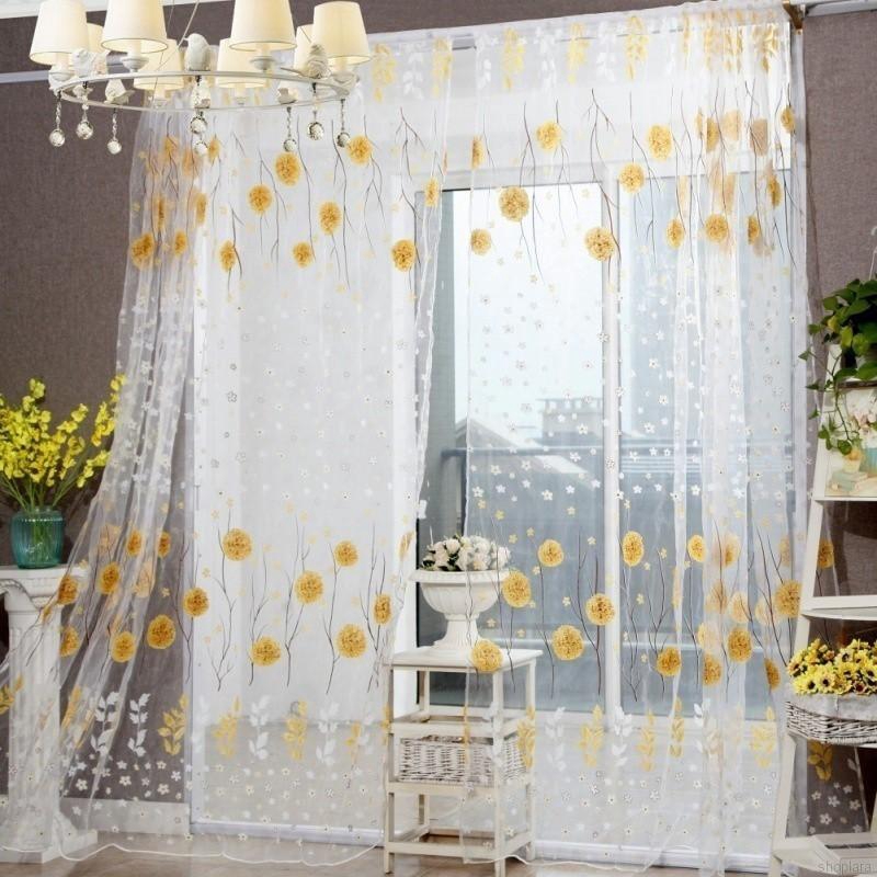 Rèm Cửa Vải Tuyn Họa Tiết Hoa 100x200cm