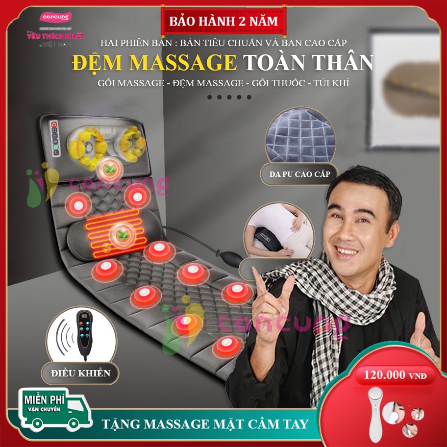 Nệm mát xa, nệm massage toàn thân nhiều tư thế nhiệt hồng ngoại dễ dàng gấp gọn Bảo hành 2 năm lỗi 1 đổi 1 trong 7 ngày