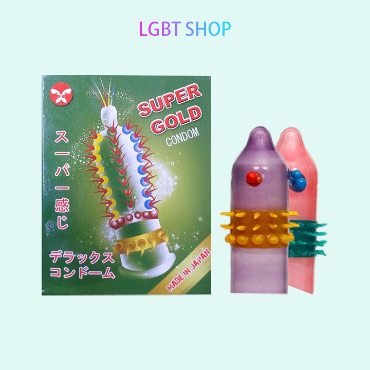 Bao Cao Su Gai Bi Râu Super Gold Nhật Bản -  Có Đăng Ký Nhãn Hiệu Hợp Pháp Tại Việt Nam, bán sỉ LH