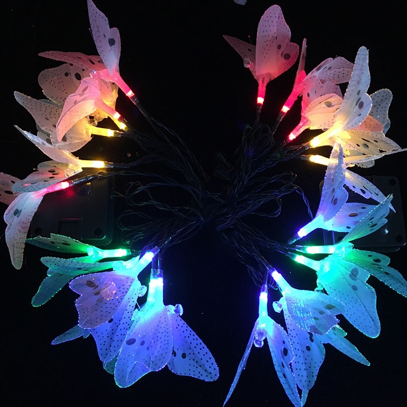 Dây Đèn LED 12 Bóng Hình Bướm Sử Dụng Năng Lượng Mặt Trời Chống Thấm Nước Trang Trí Giáng Sinh