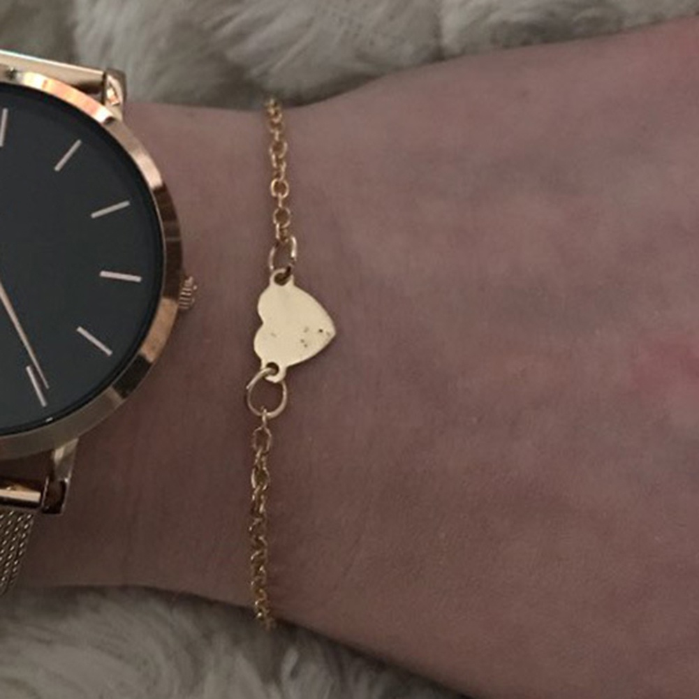 Vòng Tay Mặt Hình Trái Tim Thiết Kế Tối Giản Cho Nữ