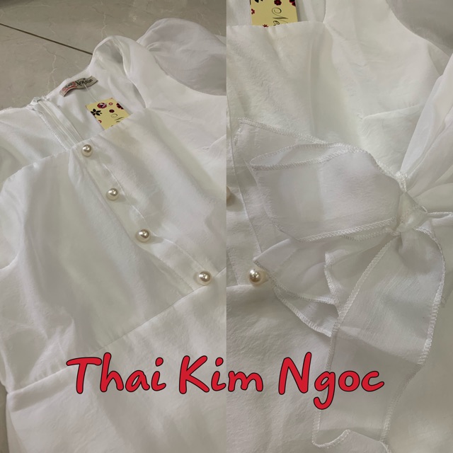 Đầm xoè cổ vuông tay lửng nơ 2 màu | BigBuy360 - bigbuy360.vn