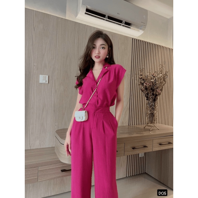 (Free ship) Xả Lỗ Mẫu HOT Sét Tuyết Nhung Áo Cổ Bẻ Cụt Tay Phối Với Quần Dài Form Rộng Sang Chảnh UP HHP Fashion