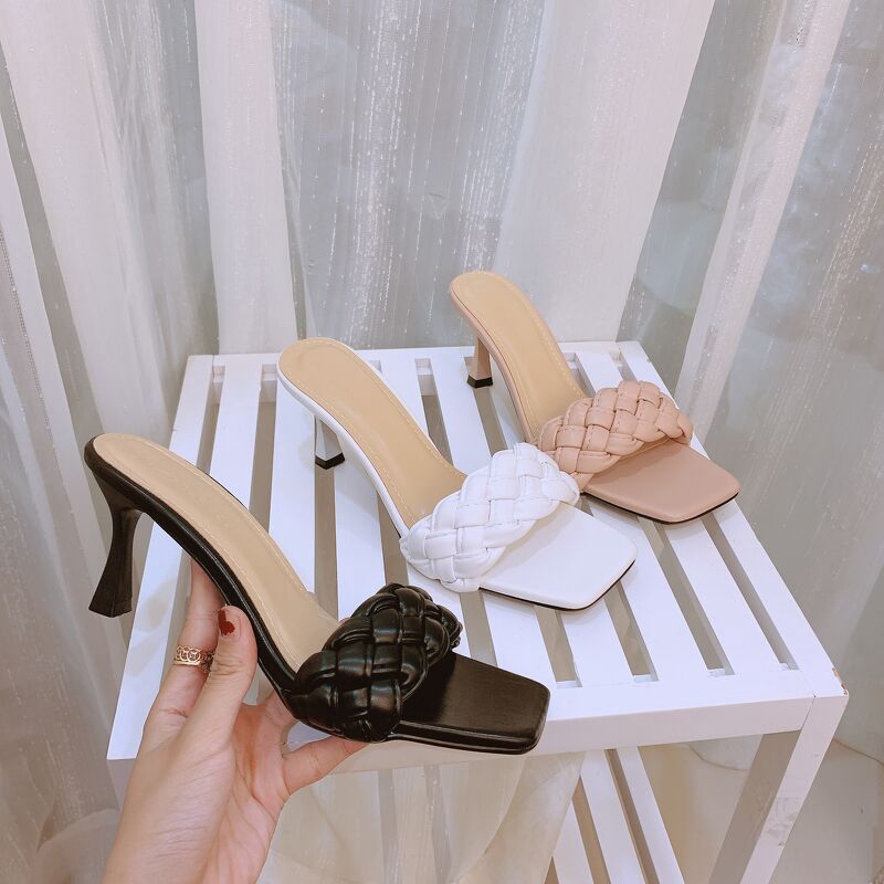 Guốc quai ngang dây bện to gót nhọn 6P [ẢNH THẬT]