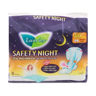 Băng vệ sinh ban đêm Laurier Safety Night siêu an toàn 8 miếng 40cm