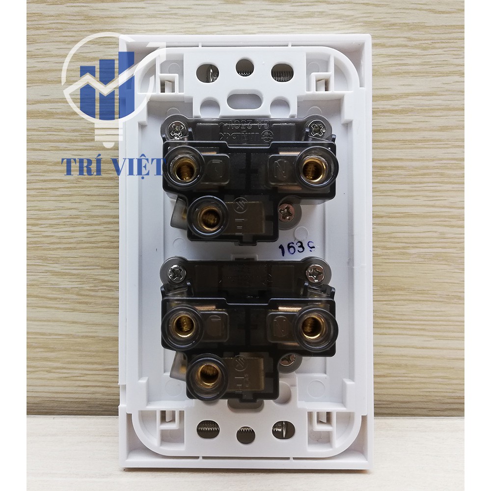 Mặt ổ cắm 2 ổ cắm 3 chấu SINO VANLOCK - Ổ cắm điện, ổ cắm âm tường, ổ cắm nổi [NOWSHIP 2H]