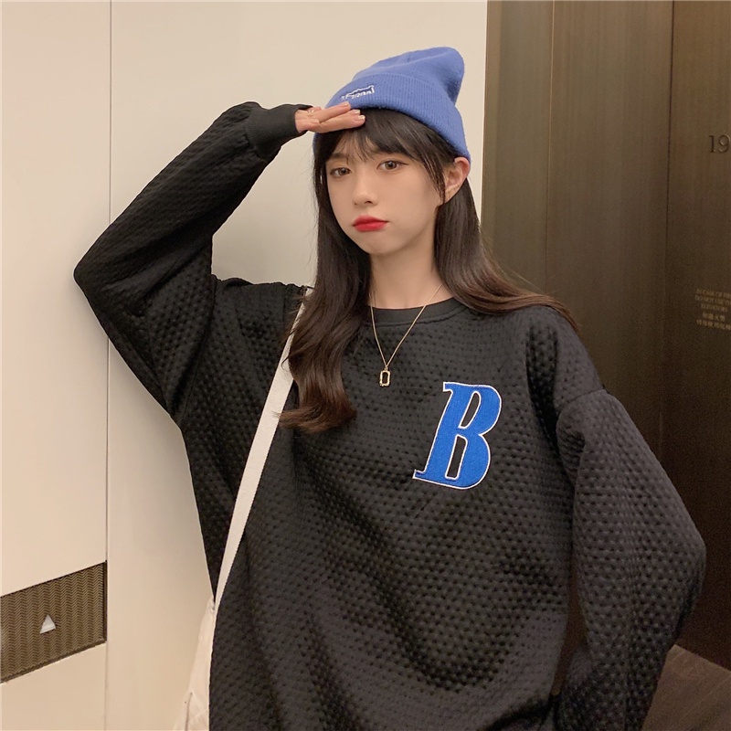 【ZHELIHANGFEI】Áo Thun Sweater Tay Dài Thêu Họa Tiết Xinh Xắn