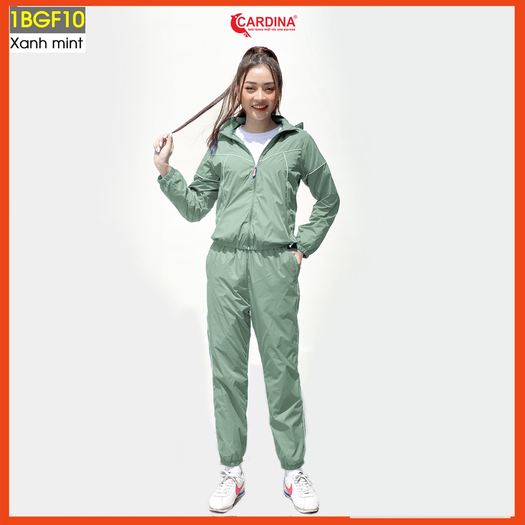 Bộ Gió Nữ CARDINA Chất Gió Trơn 2 Lớp Lót Lưới Cao Cấp Dáng Thể Thao Năng Động 1BGF.