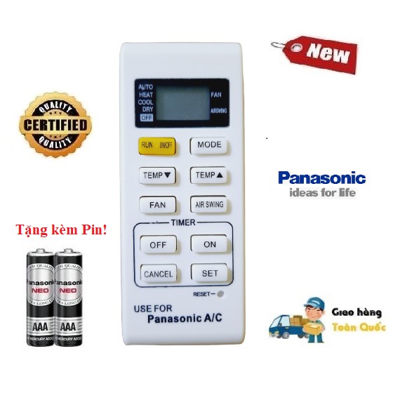 Điều khiển điều hòa Panasonic 1 & 2 chiều Inverter- Hàng loại tốt mới 100% Tặng kèm Pin