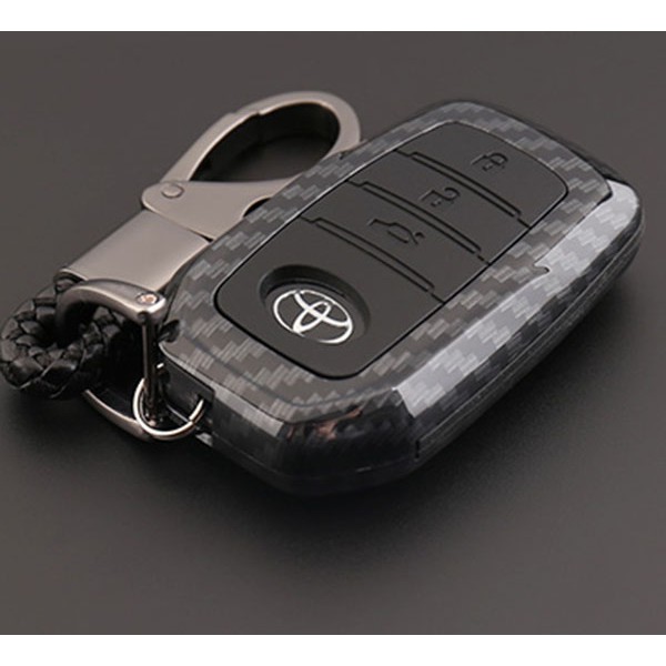 Ốp chìa khóa carbon xe Camry, Fortuner 2014 đến 2018 kèm móc treo chìa