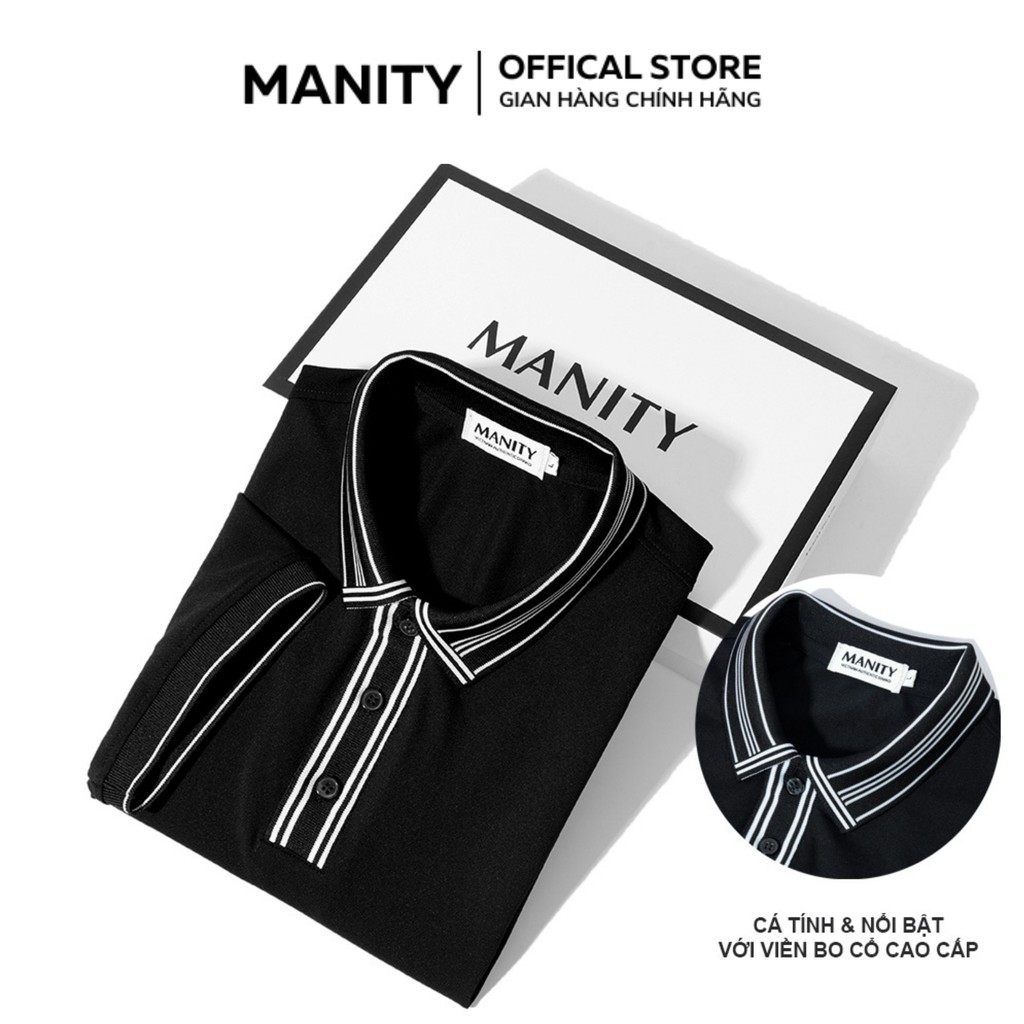 Áo Polo nam vải cá sấu cao cấp, áo thun nam cổ bẻ phối cổ 2 màu sang trọng MANITY - PLM001