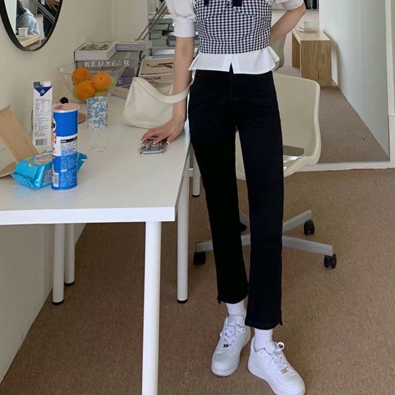 Quần Jeans nữ lưng cao xẻ ống thời trang mới