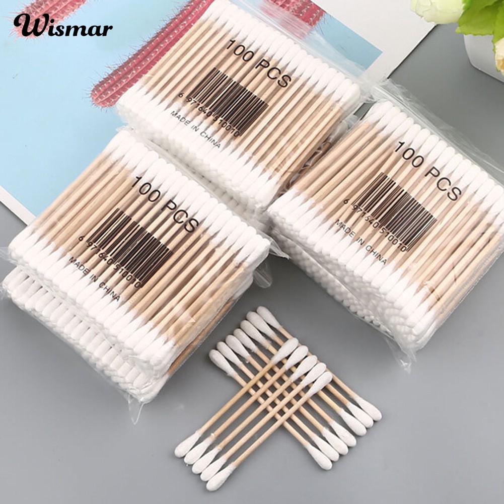 100 Tăm bông hai đầu bằng vải cotton để ráy tay trang điểm tiện lợi | BigBuy360 - bigbuy360.vn