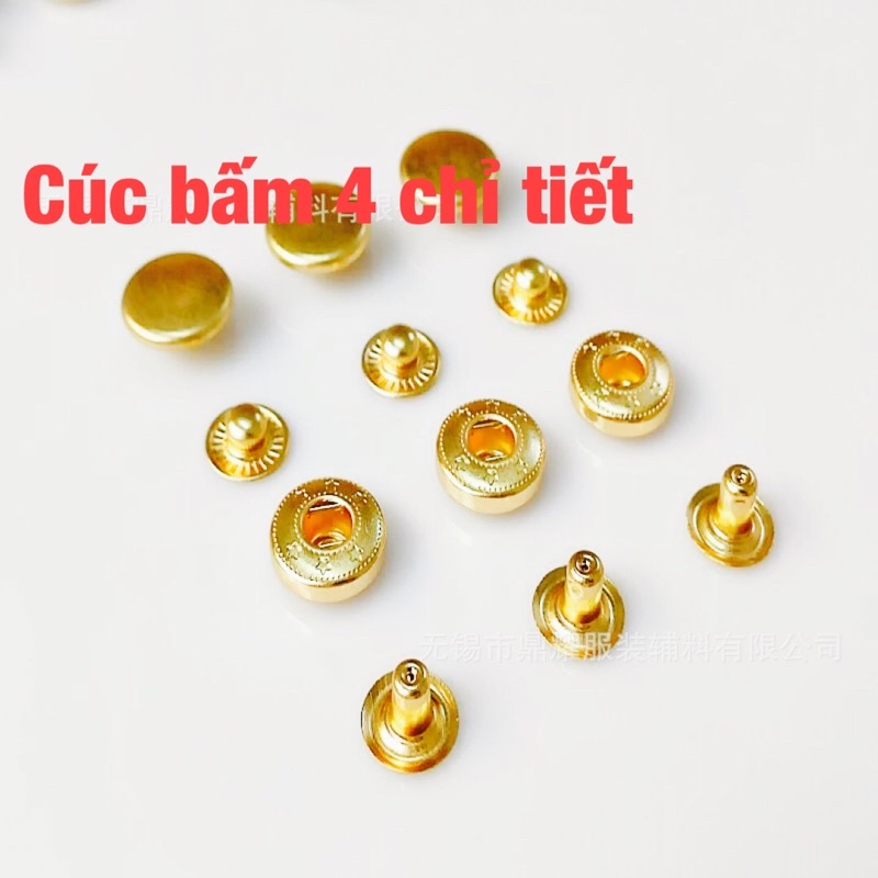 20 bộ cúc bấm 4 chi tiết hợp kim màu vàng đồng,màu bạc