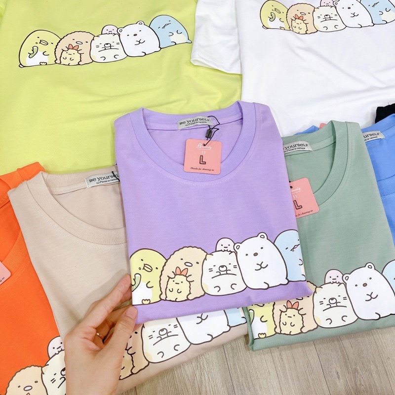 Áo Thun PHÔNG NAM NỮ Tay Ngắn UNISEX IN DECAL CUTE DỄ THƯƠNG ANIMALS - Hình chụp thật