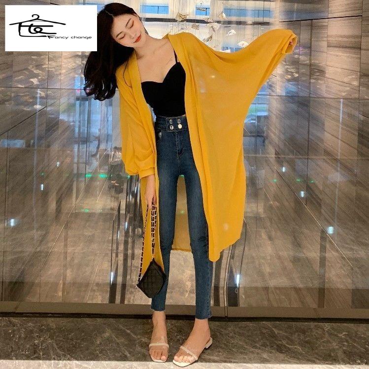 Áo Khoác Cardigan Chống Nắng Dáng Rộng Tay Phồng Vải Voan Thời Trang Mùa Hè Hàng Mới~2022