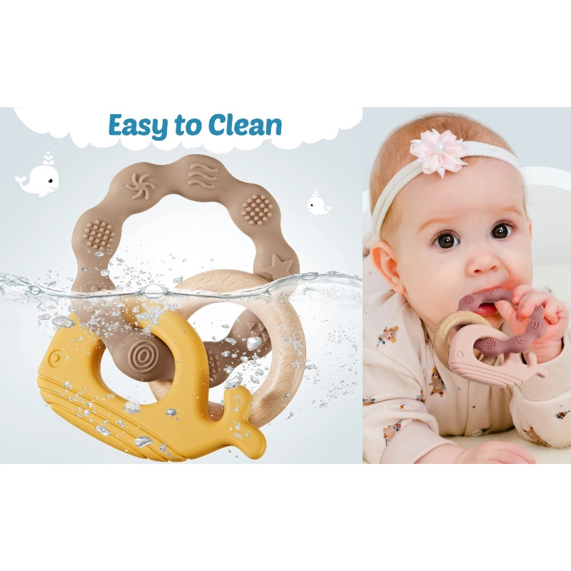 Set 3 Vòng Tay Đồ Chơi Ngậm Mọc Răng Bằng Silicone Dành Cho Trẻ Sơ Sinh