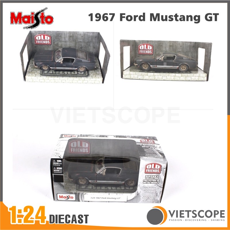 Mô hình xe Ford Mustang GT 1967 bằng kim loại tỉ lệ 1:24 Maisto phong cách cổ xưa – Mô hình diecast