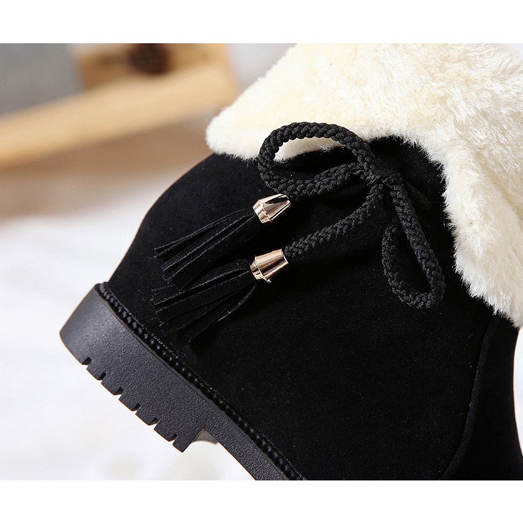 Boots Nữ-Giày Boots Nữ Da Lộn Lót Lông Kiểu Dáng Hàn Quốc