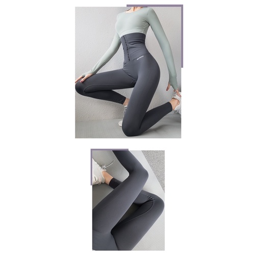 Quần tập gym,yoga cài khuy nịt bụng,siết eo gen cao
