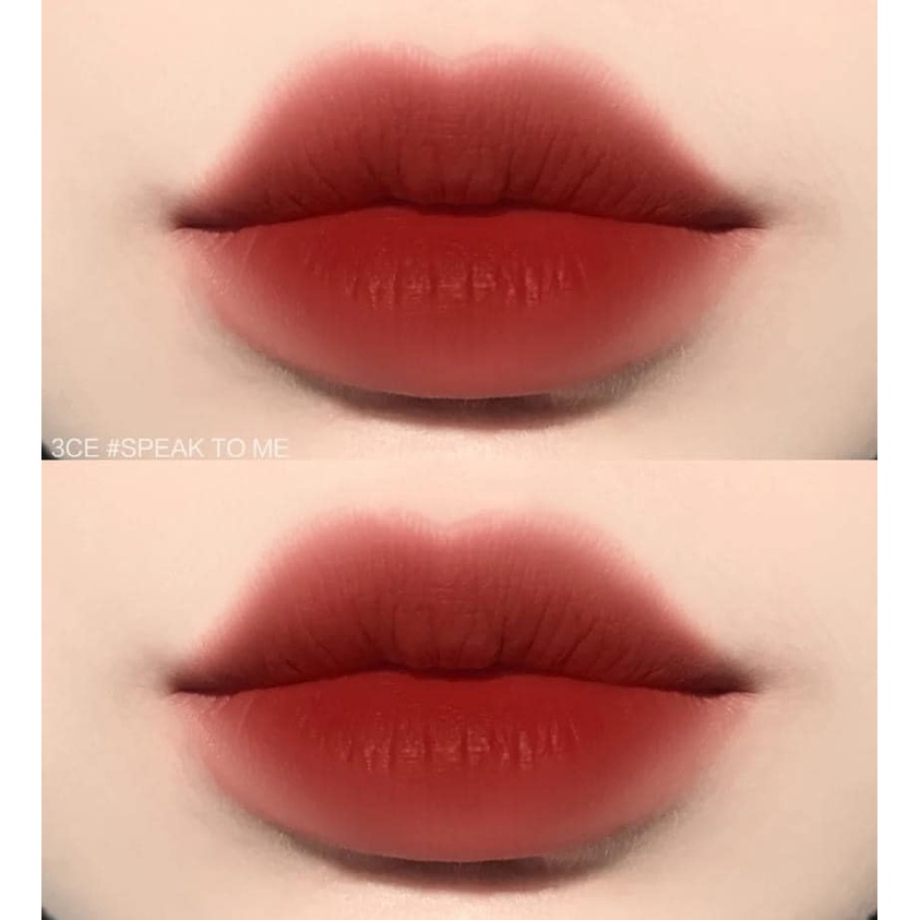 Son 3CE Soft Matte Lipstick Speak To Me Son Thỏi Lì Màu Đỏ Mận Chín Thiết Kế Vỏ Trong Suốt/Vỏ Đỏ Rất Tinh Tế Trendy