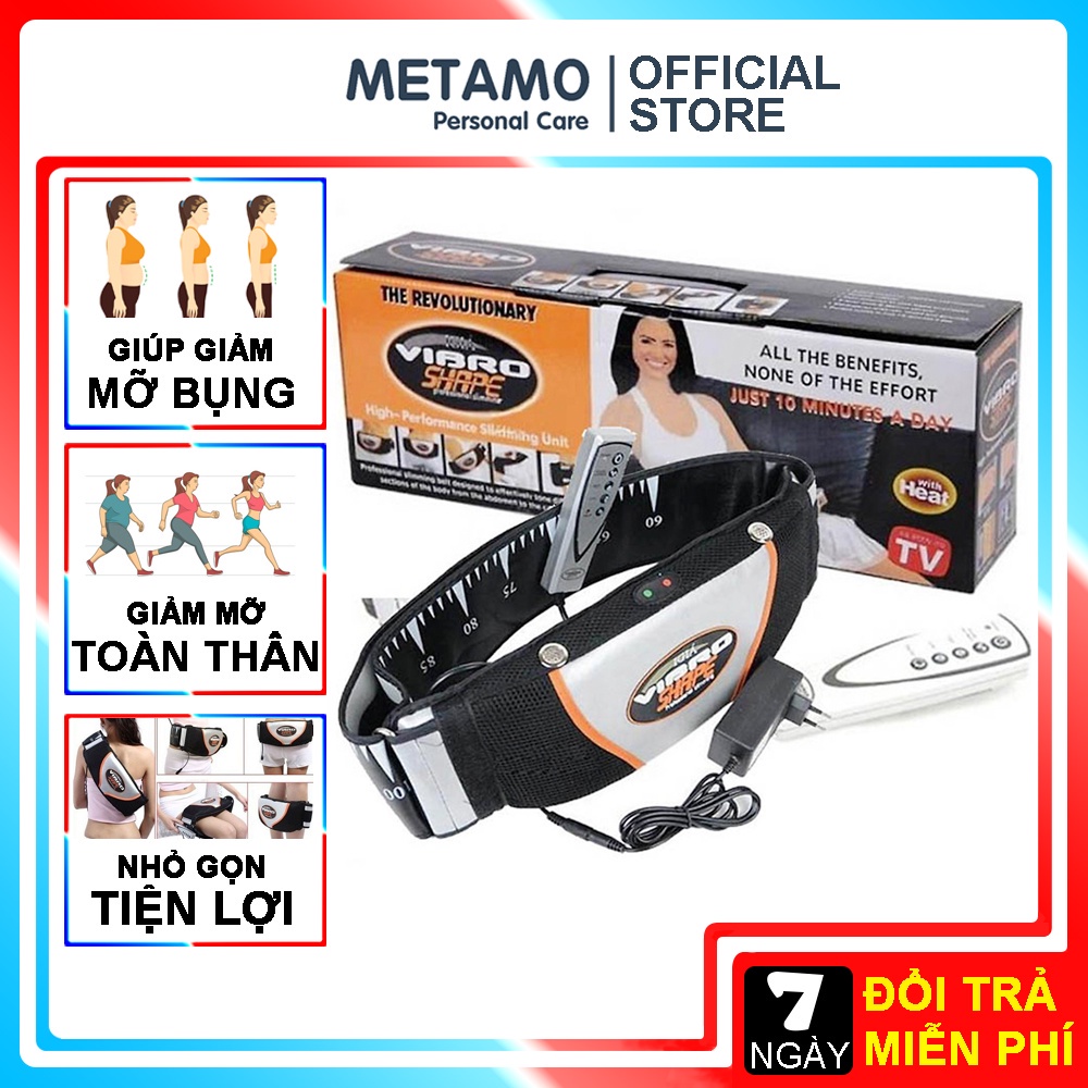 Đai massage giảm mỡ bụng rung nóng METAMO, Máy mát xa đánh tan mỡ toàn thân săn chắc cơ chính hãng