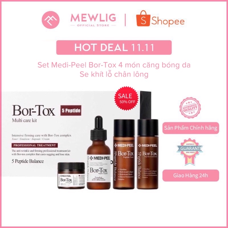 Set dưỡng trắng 4 sản phẩm Medi-Peel Bor-dưỡng căng bóng da –Se khít lỗ chân lông- Trẻ hóa da cực đỉnh
