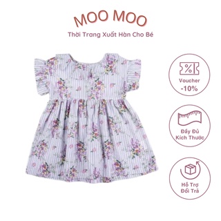 Váy ngắn tay họa tiết hoa tím hàng xuất hàn dư xịn
