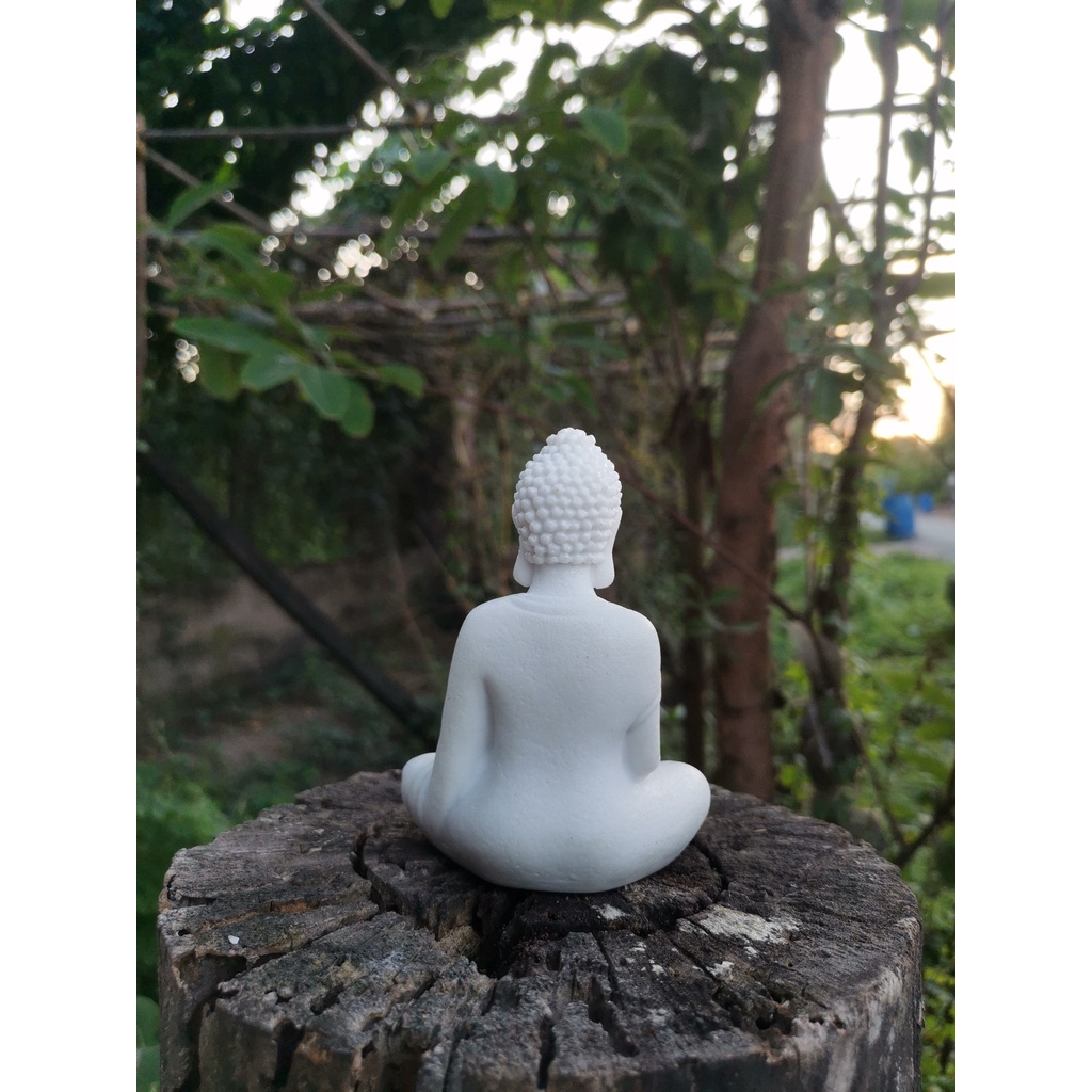 Tượng Đá Phật Thích Ca Cao 11cm màu trắng phong thủy, trang trí nhà cửa, thờ cúng
