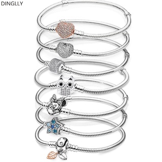 Dropshipping chất lượng cao pave zircon heart & stars & mickey & owl & leaf box with tongue buckle snake chain vòng tay phù hợp với thương hiệu vòng tay cô gái trang sức thời trang