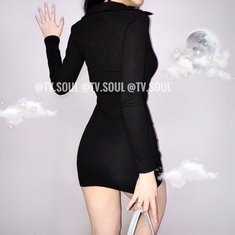 SALE Đầm nút gài tay dài