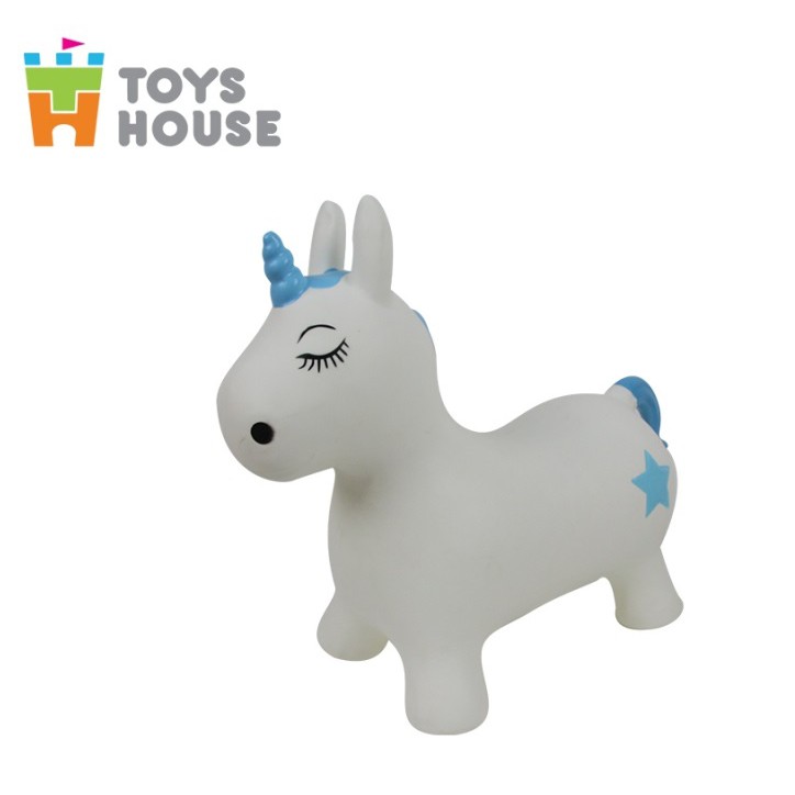 Thú nhún bơm hơi hình kỳ lân màu trắng Toys House - TH619-PA349