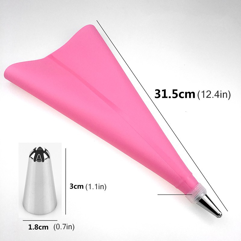 Bộ 14 Dụng Cụ Trang Trí Bánh Kem Bằng Thép Không Gỉ Kèm Túi Silicon